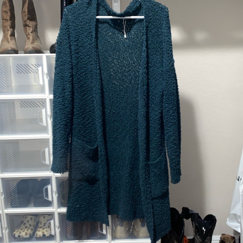 Oversized long, green cardigan, Merokeety